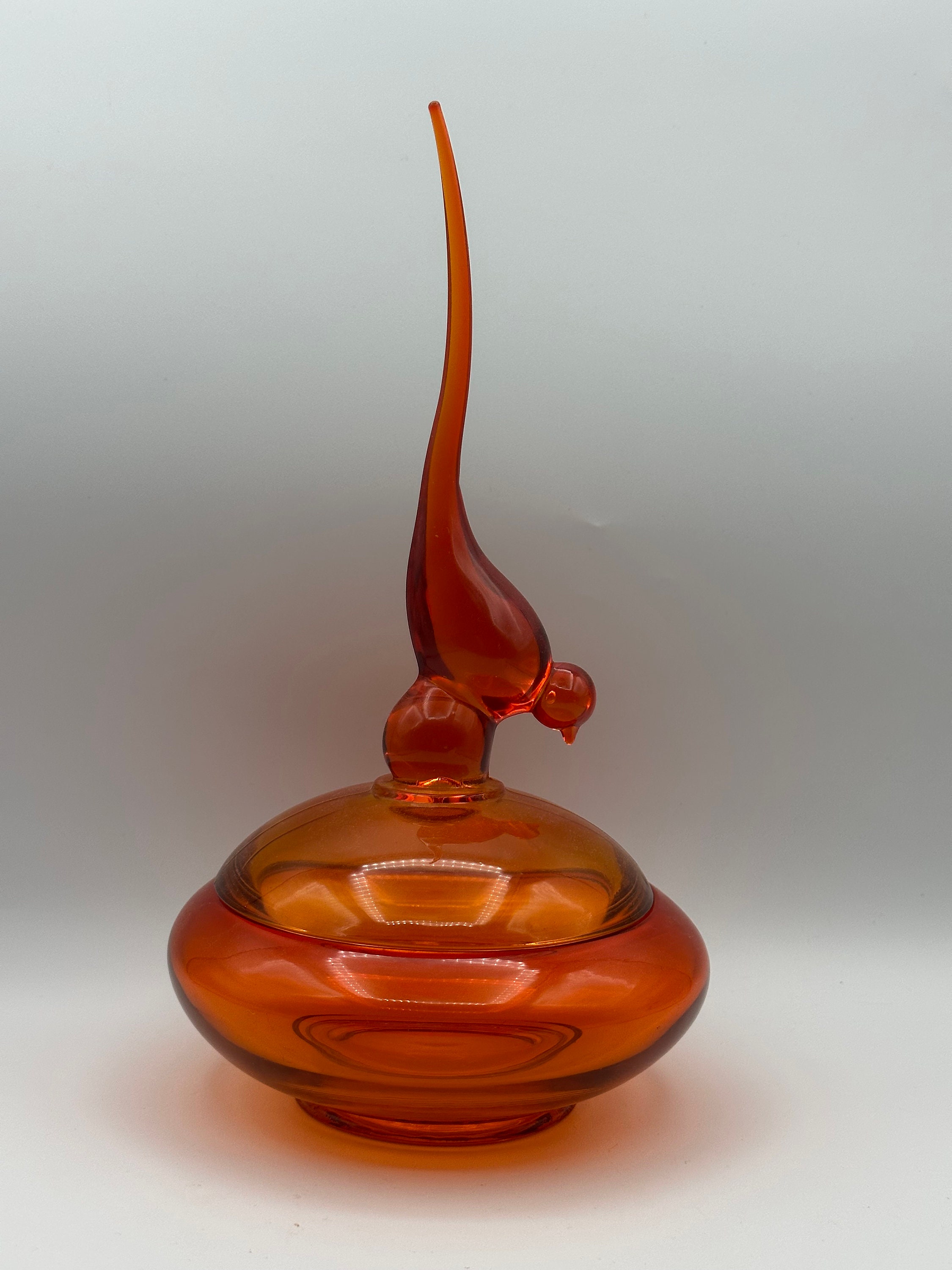 Vintage Viking Amberina Glass Candy Dish: Mid-century Long Tail