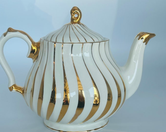 Vintage Sadler England Ivory & Gold Swirl Teapot 2737 Etsy