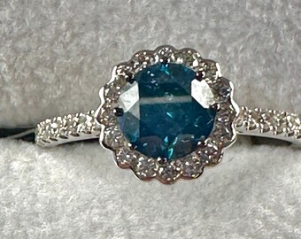 Anel com Diamante Azul Aprimorado de 1,06 ct