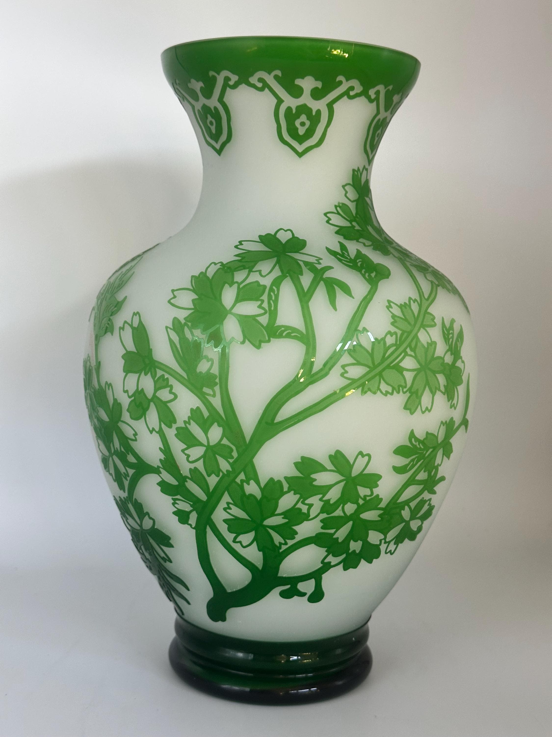 ヴィンテージ中国レリーフガラス花瓶 - Etsy 日本