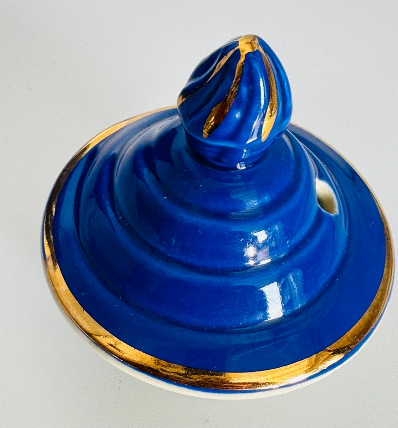 Hall Cobalt Blue Aladdin Teapot With Gold Trim 1950s Vintage MCM Etsy