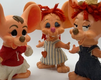 3 Vintage 1970 Roy Des Of FLA Large Earred Mice Banks