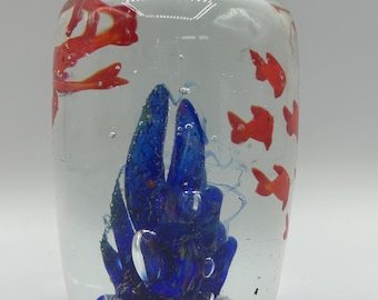 Vintage Murano Style Art Glass Fish Aquarium Paperweight