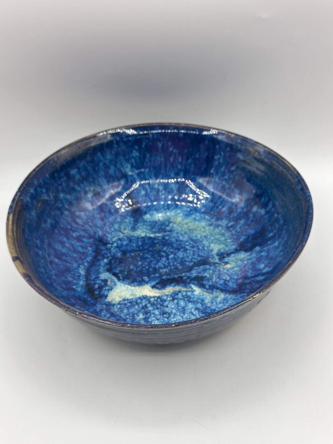 Large Signed Blue Glazed Stoneware Bowl - Etsy
