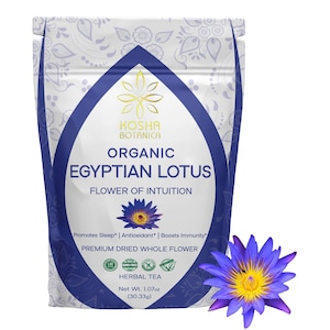 Flores enteras de loto egipcio orgánico - Nymphaea caerulea seca de primera calidad - Hierba de loto azul - Té de loto azul - 1,07 oz (30,33 g) imagen 1