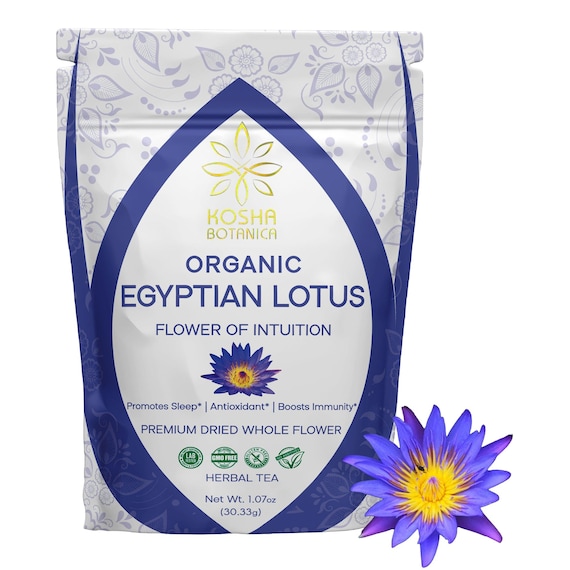Organic Egyptian Lotus Whole Flowers - Premium Dried Nymphaea Caerulea - Blue Lotus Herb - Blue Lotus Tea - 1.07oz(30.33g)