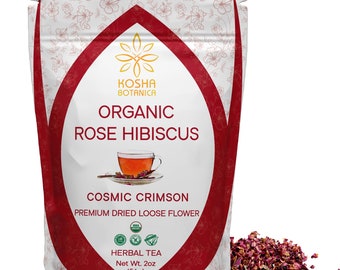 Mezcla de té orgánico de rosa e hibisco / Té de hierbas de hojas sueltas secas