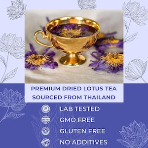 Flores enteras de loto egipcio orgánico - Nymphaea caerulea seca de primera calidad - Hierba de loto azul - Té de loto azul - 1,07 oz (30,33 g) imagen 5