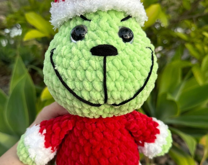Grinch Crochet Plushie With Removable Hat Etsy