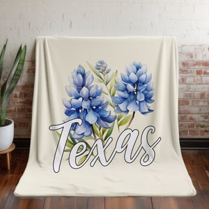 Texas Bluebonnet Blanket State Flower Velveteen Sherpa Fleece Throw