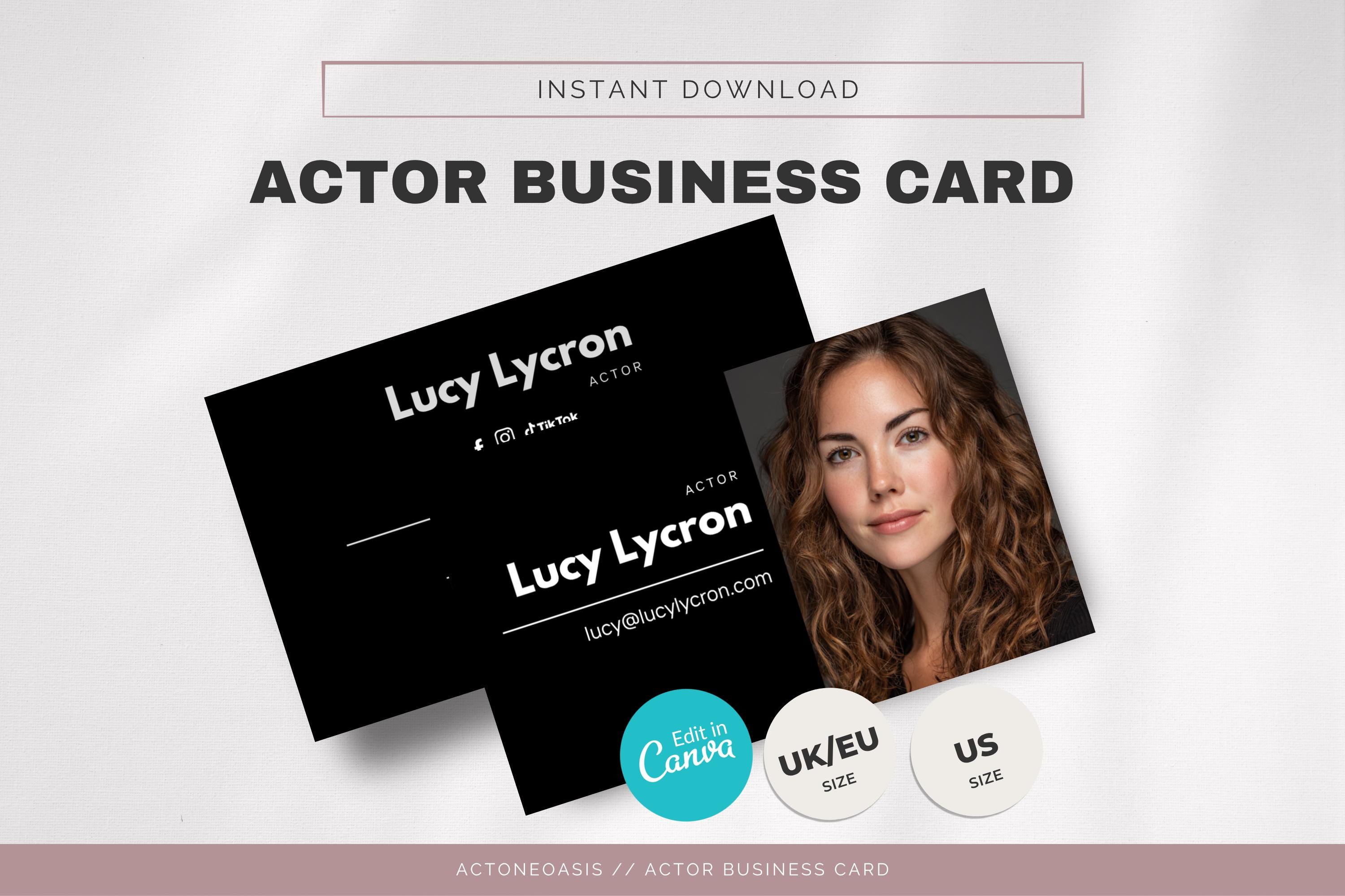 Minimalist Actor Business Card – Canva Template (UK/EU & US Sizes) - Etsy