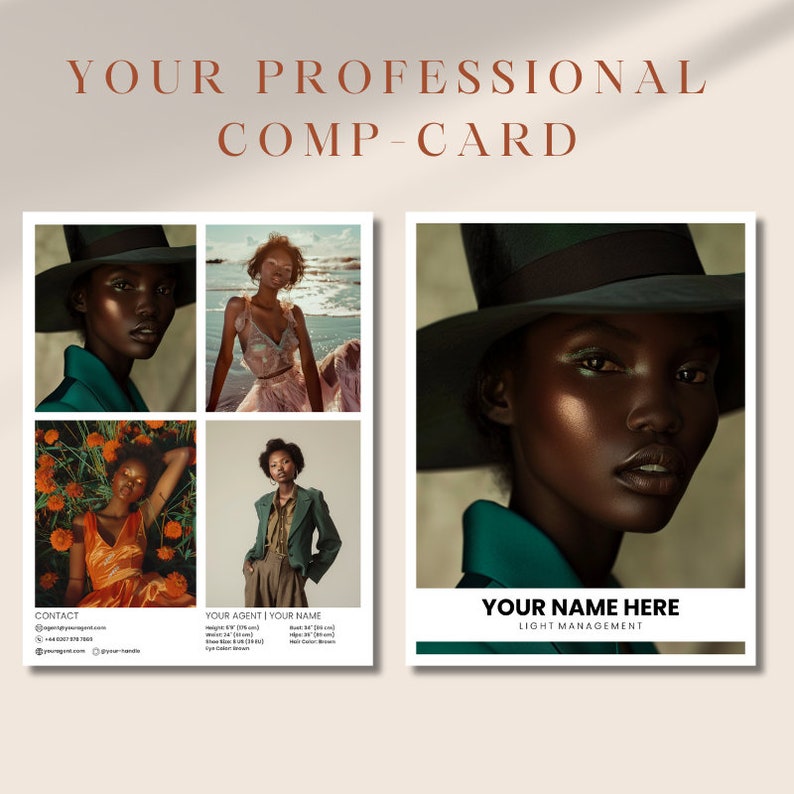 Actor Model Comp Card Template: 2-page Canva Design - Etsy