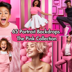 65 Pink Portrait Fotografie Backdrops Collection: Rosa Digitale Fotohintergründe - einfarbig, pastell, hübsch, schwarz, gold, floral, ästhetisch