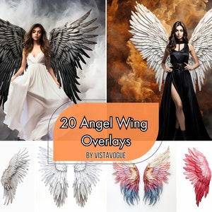 20 Angel Wing Overlays for Photoshop: Fairy Wings, Angel Photography Backdrop, Wing Backgrounds & Cosplay – Angel Wings Photo Enhancement