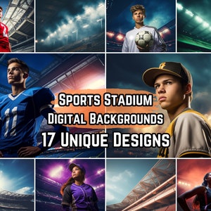 17 Sports Stadium Digital Backdrops: Basketball, Baseball, Football & Soccer Portrait Background Fog, Smoke Photography Great Low Angles image 1