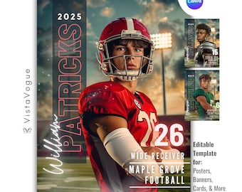 Fußball Poster Canva Vorlage | Sport Hintergrund & digitale Kulisse für Senior Sport Poster, Memory Mate, Fußballbanner und Porträts