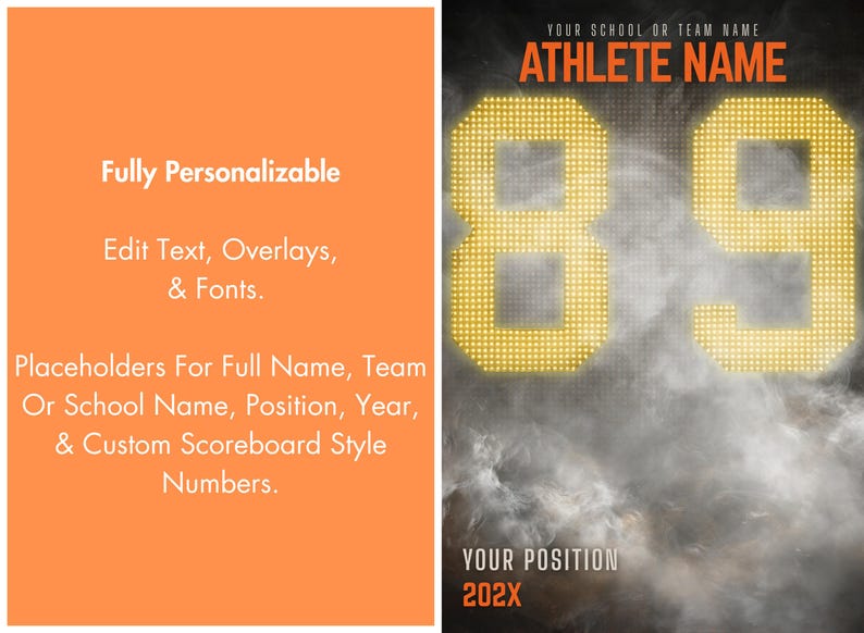 Football Poster Canva Template | Custom Sports Poster, Banner, Senior ...