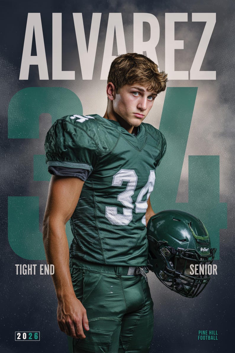 Modello Canva per poster di calcio / Banner personalizzati, poster, biglietti, serata per studenti dell'ultimo anno, Memory Mate / Sfondo digitale modificabile immagine 3