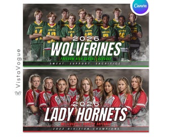Sports Team Banner Canva Template | Custom Poster for Softball, Soccer, Football, Basketball, Lacrosse Team | Senior Night