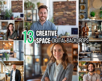 13 Kreative Büro-Hintergründe | Digitale Kulissen für Portrait Hintergrund Overlay | Modernes Büro für Business Headshots & Lebenslauf Fotos