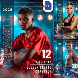 Boxing Poster Photoshop Template | Custom Boxing Backdrop & Digital Background For Sports Banner And Poster | Boxing Design | Boxer Photo