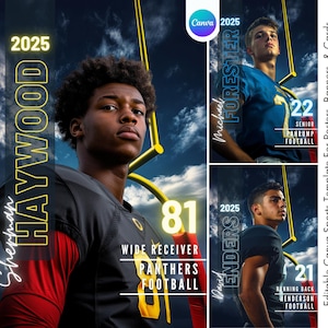 Football Poster Canva Template | Football Background & Digital Backdrop For Senior Night Poster, Memory Mate, Custom Gameday Football Banner
