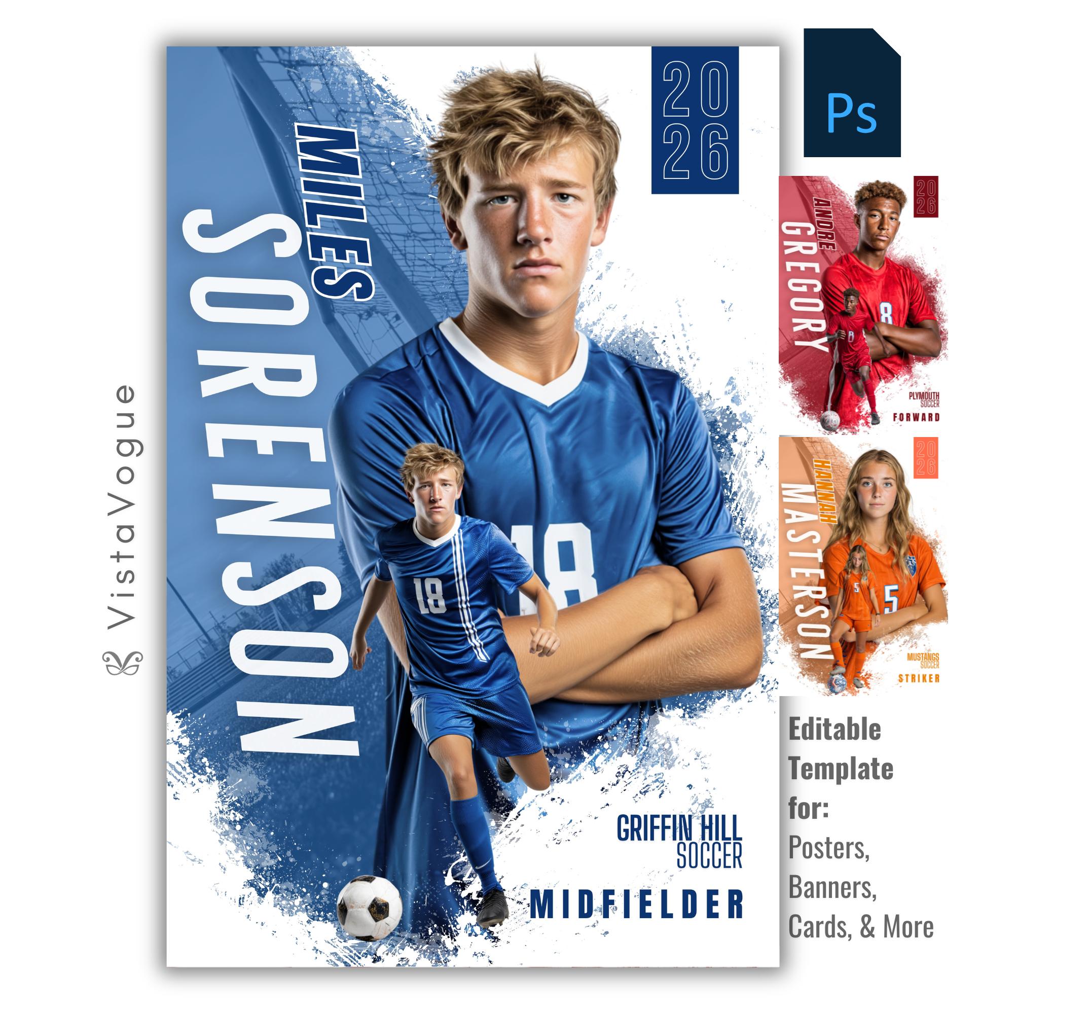サッカーポスター Photoshop テンプレート | カスタムスポーツバナー
