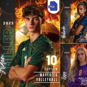 Photoshop-sjabloon voor volleybalposter | Digitale volleybalachtergrond voor aangepaste sportposter, sporter spandoeken, kaarten | PSD-sjabloon