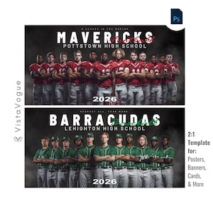 Modello Photoshop per banner di squadra / Poster personalizzato per la giornata di gioco per football, baseball, basket, hockey, softball, cartelli per sport di squadra / Anziani