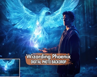 Phoenix Patronus Digital Backdrop For Costume Photography | Mystical Potter Photo Background for Wizarding Photoshoots & Magical Scenes