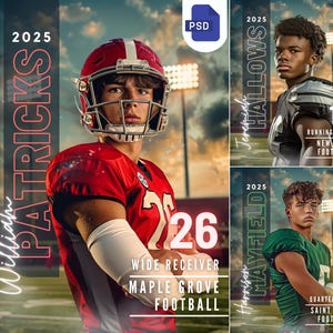 Football Poster Photoshop Template | Sports Background & Digital Backdrop For Senior Sports Poster,  Memory Mate, Football Banner, and Cards