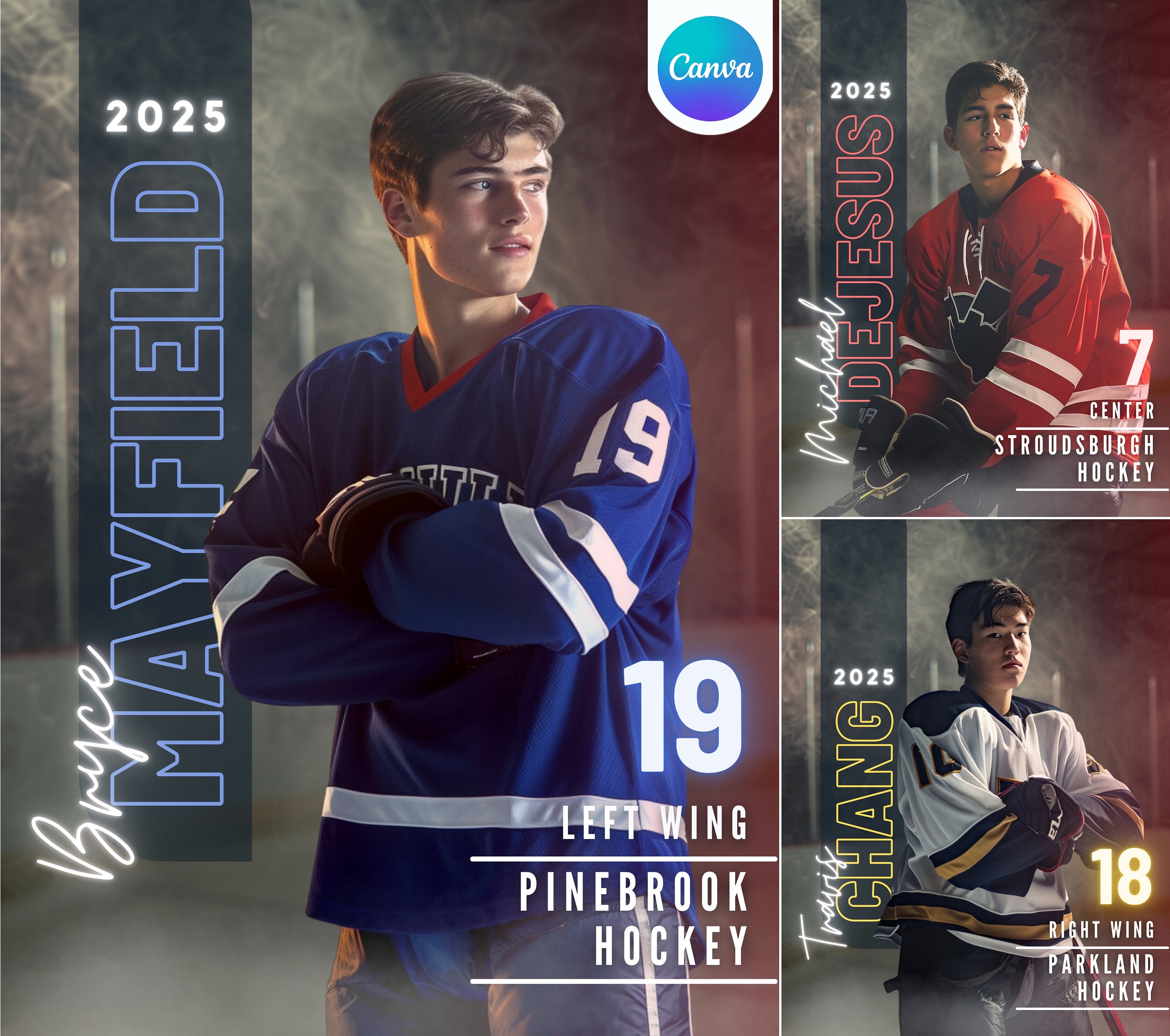 Hockey Player Canva Template | Senior Sports Banner, Custom Poster, Hockey Background, Photo Edits, Memory Mate | Non Photoshop Template