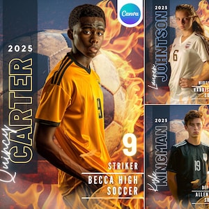 Modelo de Futebol Canva | Para Fundo de Banner Esportivo, Pôster Sênior Personalizado, Cenário de Futebol | Modelo Não Photoshop para Memory Mate e Cartões