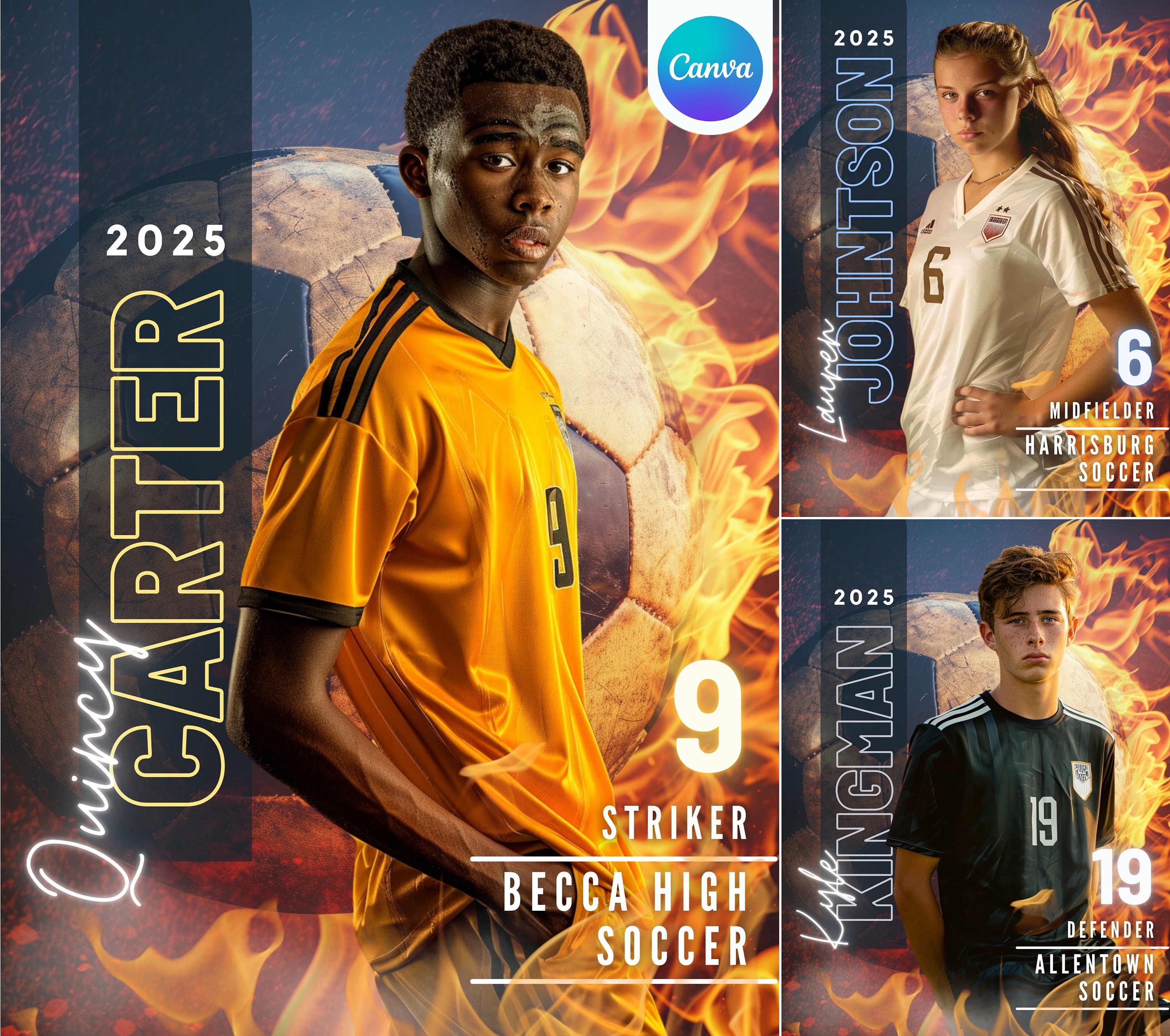 Soccer Canva Template | For Sports Banner Background, Custom Senior Poster, Soccer Backdrop | Non Photoshop Template for Memory Mate & Cards