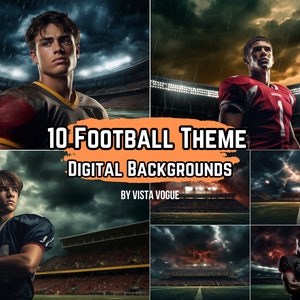 10 Football Digital Photo Backgrounds: Stadium Theme Backdrops for School Sports Photography, Digital Background & Photo Enhancement Set