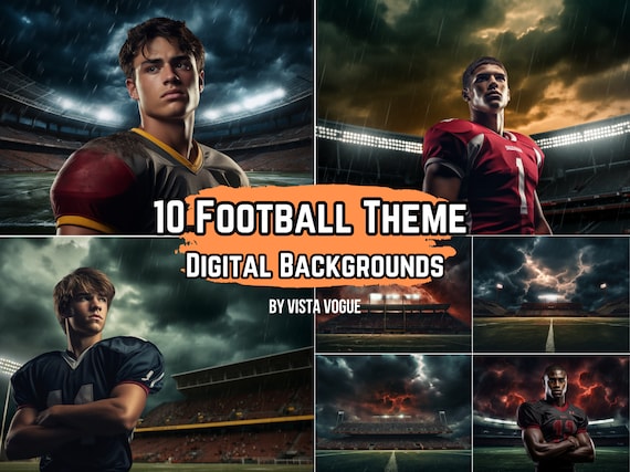 10 Football Digital Photo Backgrounds: Stadium Theme Backdrops for School Sports Photography, Digital Background & Photo Enhancement Set