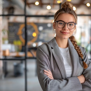 Moderne digitale kantoorachtergronden voor professionele portretfoto's en zakelijke portretten Zoomachtergrondoverlay met zachte focus, elegant ontwerp afbeelding 8