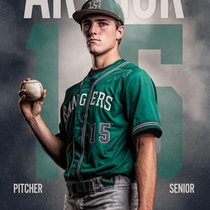Baseboll Photoshop-mall | Seniorposters, basebollbanners, minneskompisar och spelarkort | Anpassad PSD-bakgrund | Sportfotografering bild 3