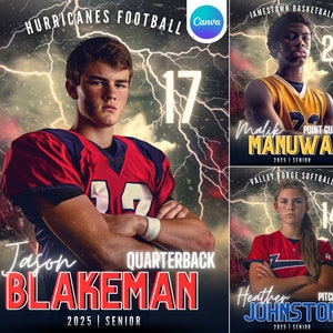Sports Poster & Senior Banner Canva Template | Hintergrund für Fußball-Hintergründe, benutzerdefinierte Poster, Baseballkarten, Basketball-Fotovorlagen