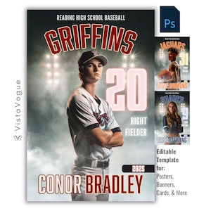 Plantilla de Photoshop para carteles deportivos / Banners personalizados para personas mayores, tarjetas de béisbol, fondos de baloncesto, fondo para carteles de fútbol / Archivo PSD