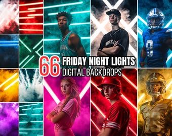 Friday Night Lights Digital Backdrop Overlays | Stadium Light Background With Smoke | Football, Baseball, Softball, Soccer, Hockey Backdrop