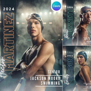 Schwimmen Poster Vorlage | Schwimmer-Hintergrund für Seniorensport, benutzerdefiniertes Schwimmfoto & Banner-Design | Photoshop Vorlage Alternative