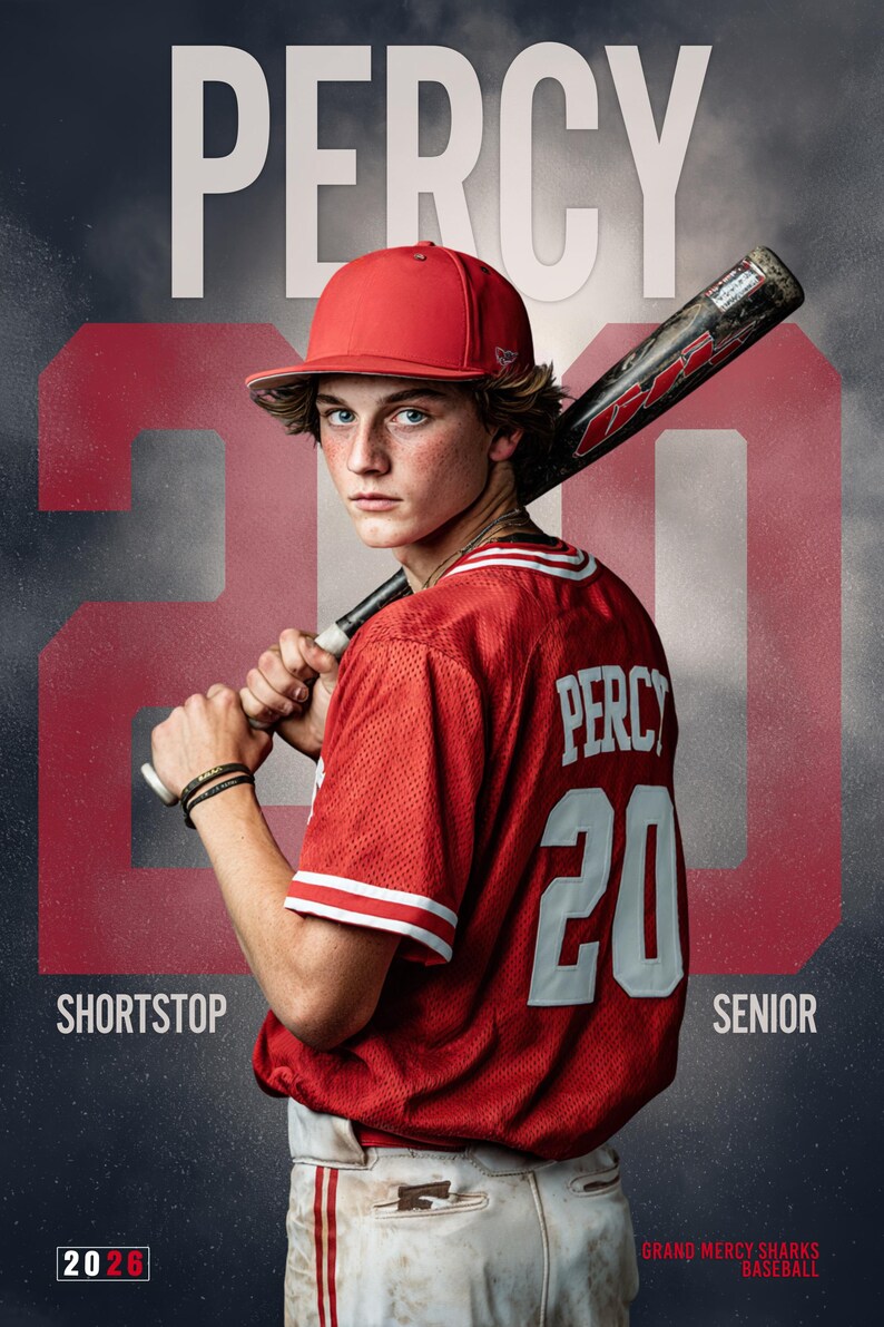Baseboll Photoshop-mall | Seniorposters, basebollbanners, minneskompisar och spelarkort | Anpassad PSD-bakgrund | Sportfotografering bild 5