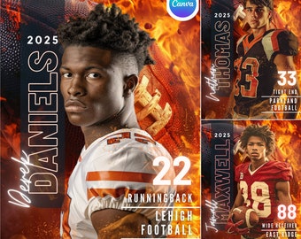 Football Poster Canva Template | Fire Backdrop For Custom Sports Posters, Senior Banners, Football Backgrounds, Memory Mates | Non-Photoshop