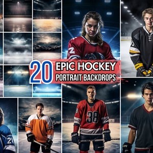 20 arrière-plans photo numériques pour patinoire de hockey épique | Toile de fond pour photographie sportive, bannière, portrait senior, affiche | Modèle de patinoire PNG