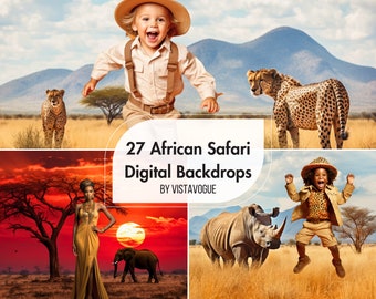 African Safari Digital Backdrops: Safari Photography Theme, Animal Background for Photo Shoots, Africa & Safari Photo Backdrop, Fun Ideas