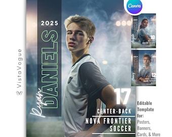 Soccer Poster Template | Editable in Canva | Digital Background | Custom Sports Banners, Posters, Memory Mates, Senior Night