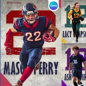 Sport-Sammelkarte Canva Vorlage | Für Seniorensportler Banner, Sport Poster, Player Card | Football, Baseball, Basketball, Fußball & mehr