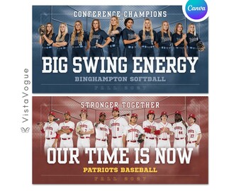 Baseball & Softball Team Canva Template | Editable Backdrop for Banners, Posters, Senior Night, Memory Mates