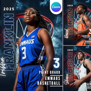 Plantilla de lienzo para póster de baloncesto / Fondo de baloncesto para pósteres deportivos personalizados, pancartas para personas mayores, tarjetas de jugador, compañeros de recuerdo, noche de personas mayores